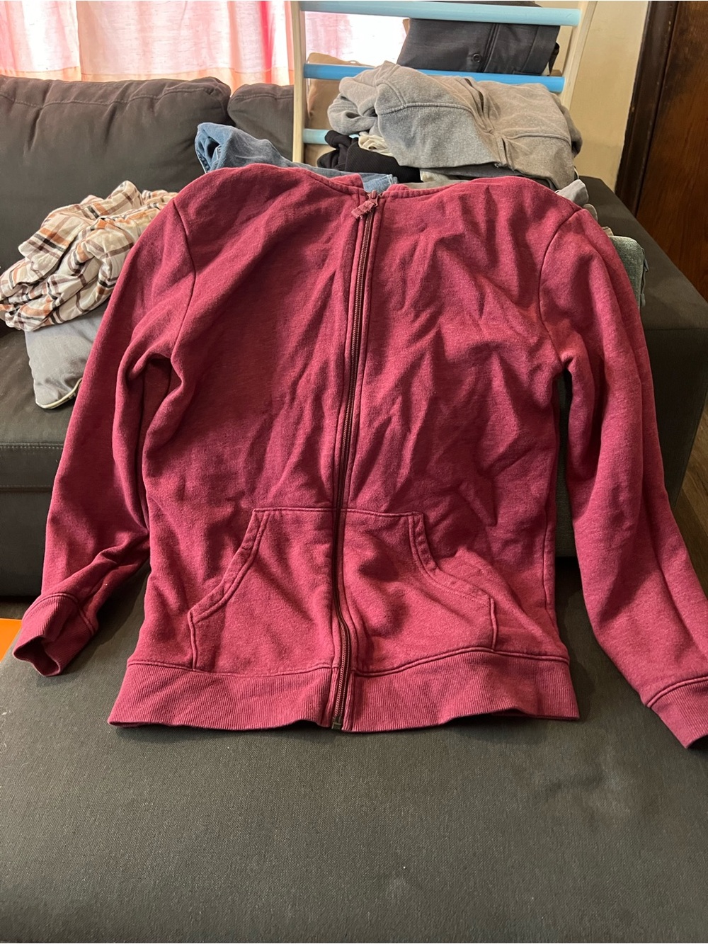 Kids Zip-Up Hoodie in Deep Berry